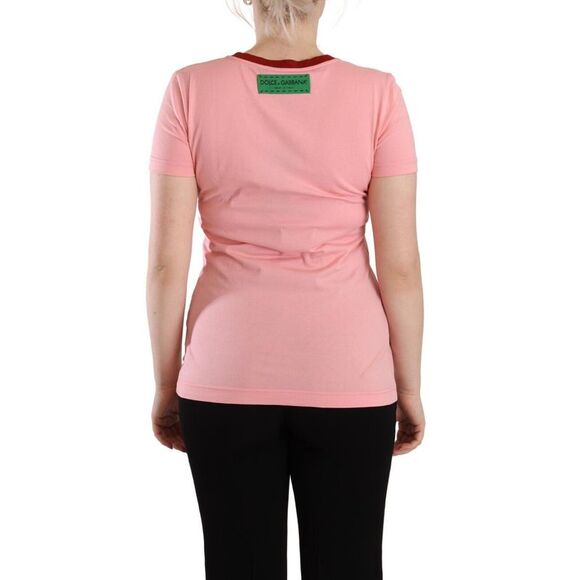 Dolce & Gabbana Pink Cotton Short Sleeves Crewneck T-shirt Women's Top